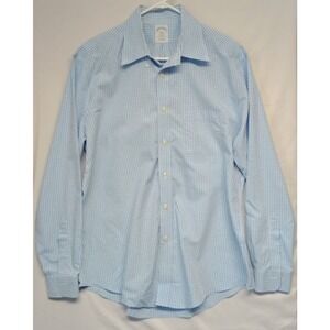 Brooks Brothers Dress Shirt Mens Large Blue White Check Regent Button Up